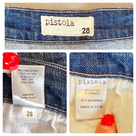 Pistola Distressed Skinny Jeans Blue Ripped Patchwork Mid-Rise Women’s Size 28 - Picture 2 of 16